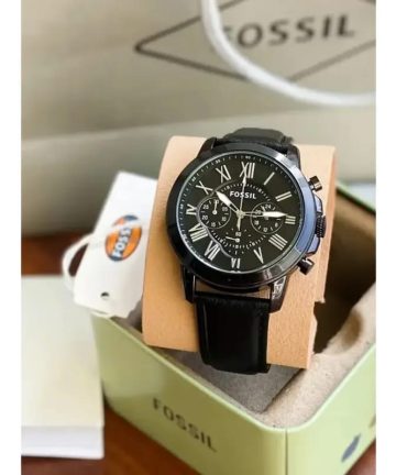 Imported Fossil Watch Chronograph Black Belt Watch For Men